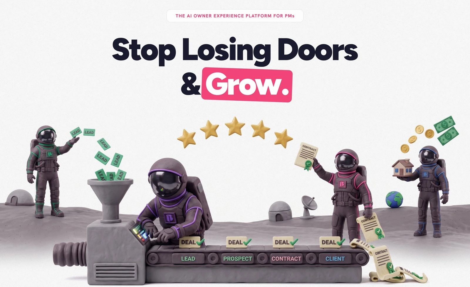 The new Blanket homepage: Stop Losing Doors &amp; Grow