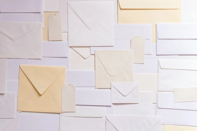 A variety of sizes and colors of envelopes