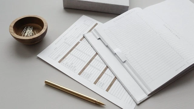 Budgetting documents on a desk