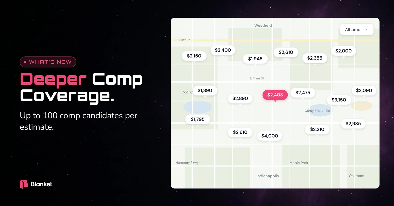 Property Analyzer V3: up to 100 comp candidates on a map
