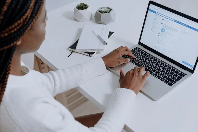 Person using a laptop