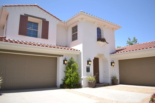 Exterior of a white Spanish style home