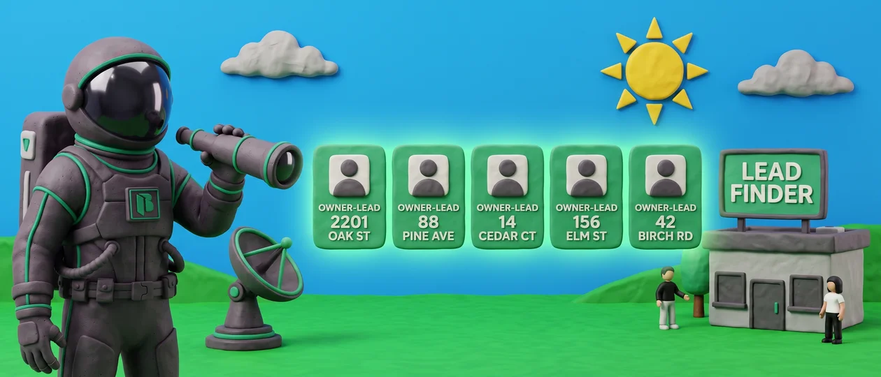 Clay scene of an astronaut broadcasting to a row of Lead Finder owner leads