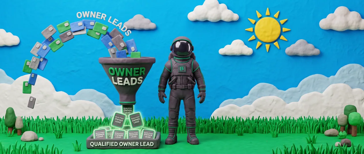 Clay illustration of Lead Boost delivering owners who are shopping for a property manager