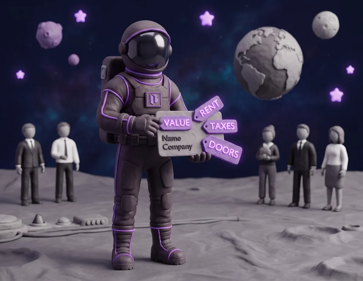 Clay illustration of a Blanket astronaut presenting an enriched owner profile card surrounded by floating financial data