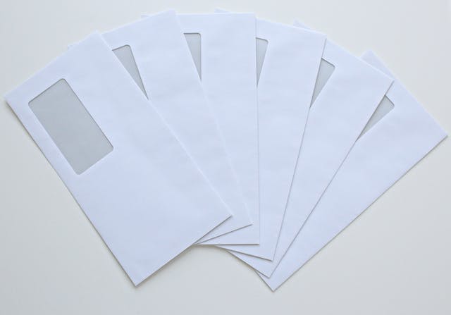 Stack of empty envelopes